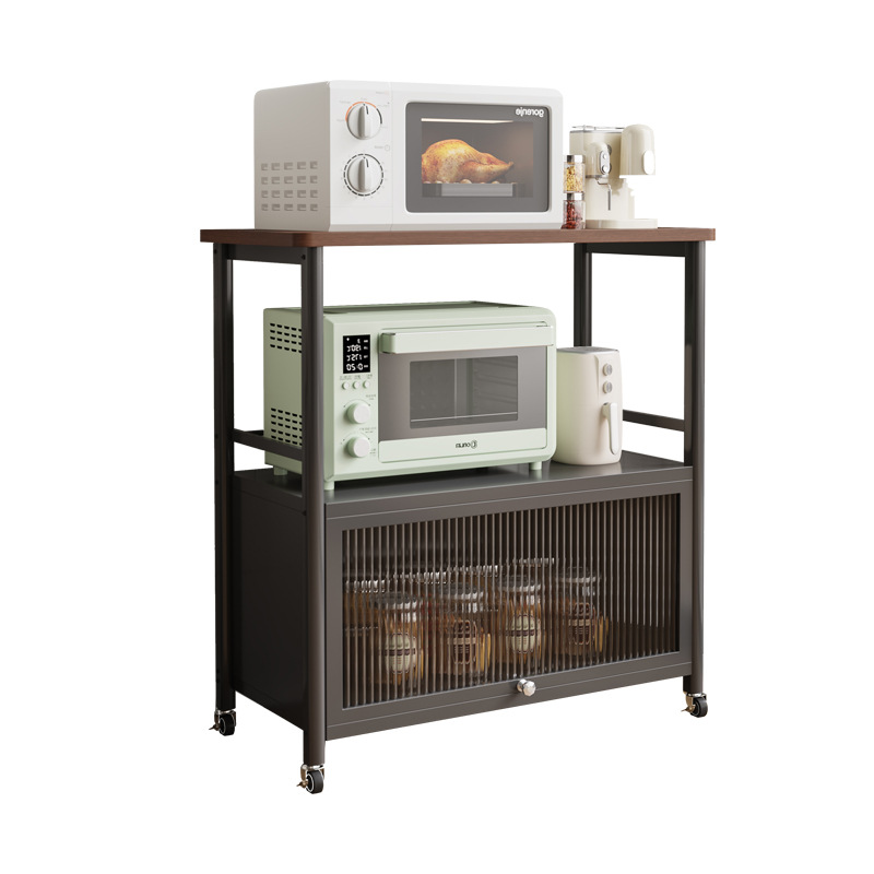 Kitchen storage rack, multi-layer floor-standing storage rack, household oven and microwave storage floor-standing, modern and simple Item Picture