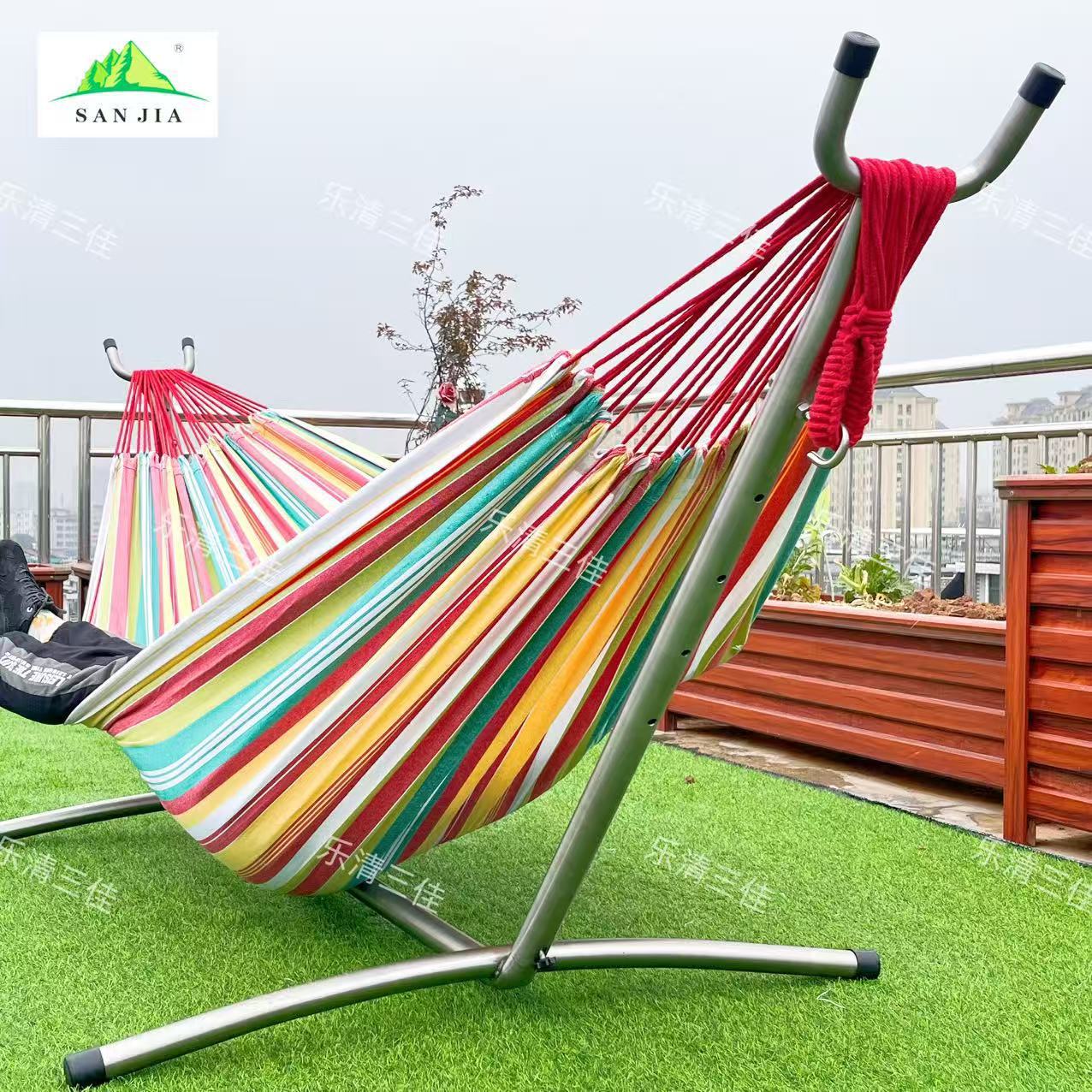 Outdoor 304 stainless steel hammock frame, household indoor and outdoor detachable and foldable canvas swing frame, portable details Picture