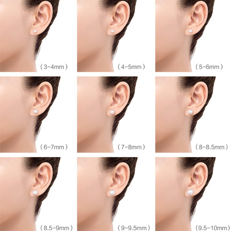 High-quality 5A natural freshwater round pearl strong light small bulb S999 pure silver stud earrings 5-11mm simple earrings Specification image