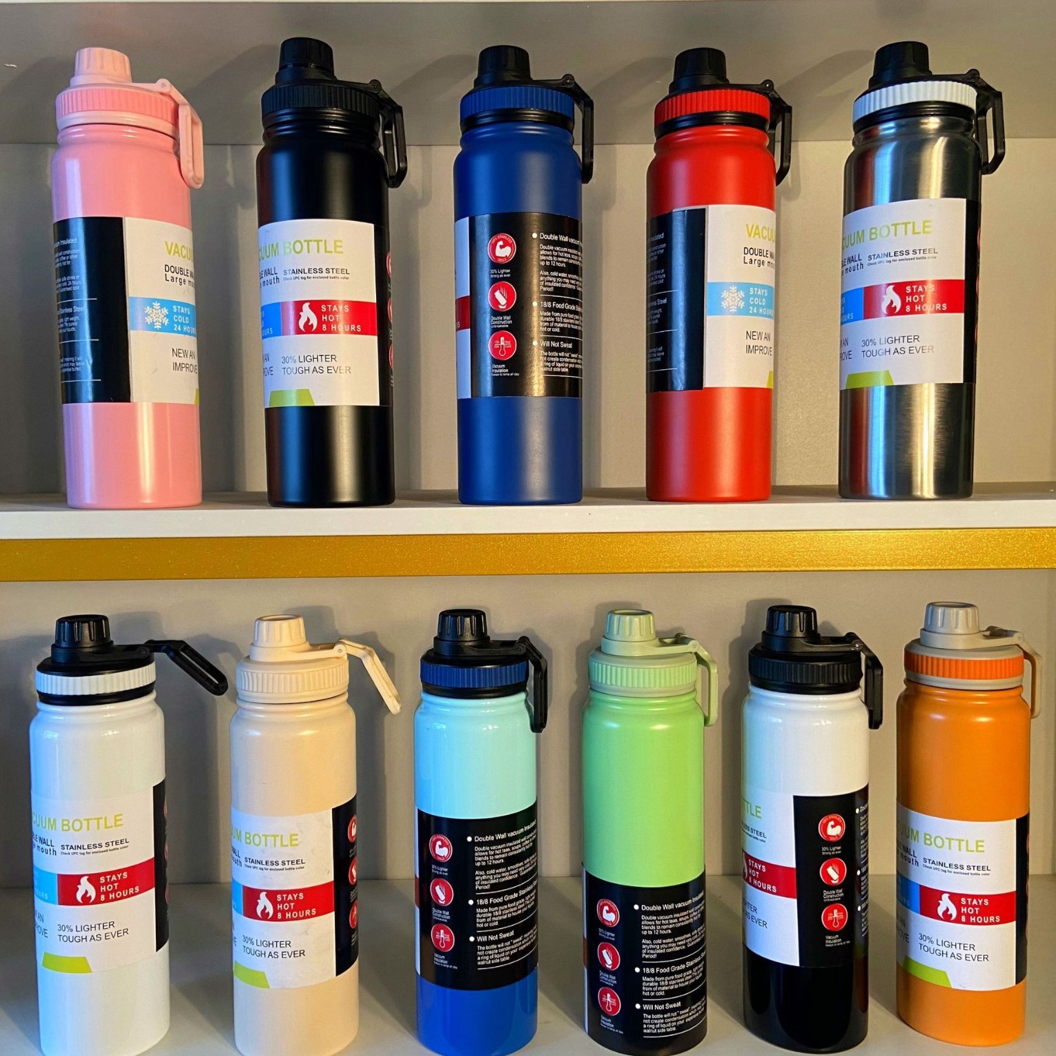 Cross-border 304 stainless steel insulated cup, outdoor portable mountain climbing sports water bottle, direct drinking, simple hand-held space pot Specification image
