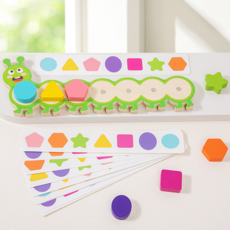 Magnetic caterpillar shape recognition puzzle game for early childhood education, parent-child logical thinking training matching toys