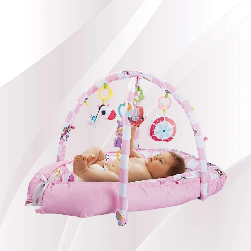Cross-border four-in-one baby crawling mat, new baby bed in bed, play blanket, fitness frame, early education bell with music, baby bed details Picture