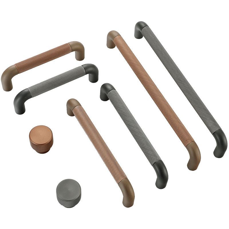 现代简约美式蛇纹衣柜拉手咖啡灰色柜门把手橱柜抽屉鞋柜五金拉手白底实物图