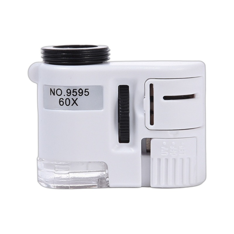 9595W white handheld LED light, 60x magnifying glass, mini portable universal mobile phone photo banknote inspection microscope Item Picture