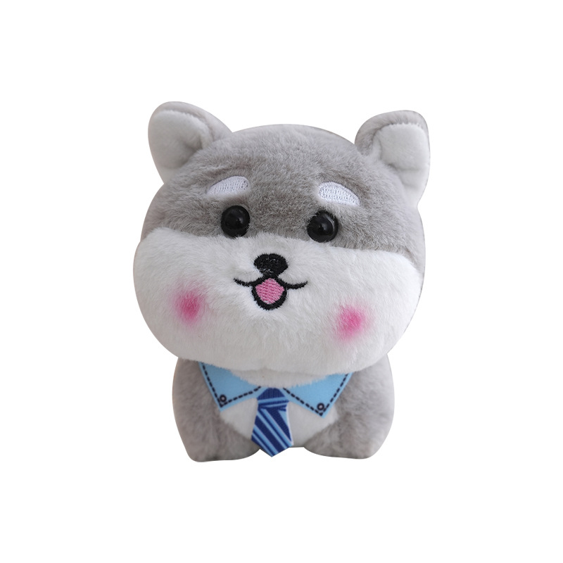 Cute blue tie Shiba Inu plush toy, cartoon tie, Shiba Inu dog figurine, keychain, baby pendant Item Picture