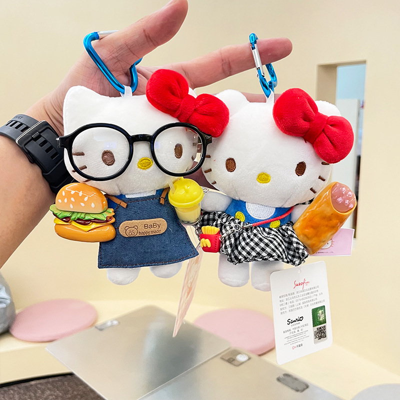 hellokitty small pendant plush toy, genuine Hello kitty cat doll, Hello Kitty keychain bag pendant