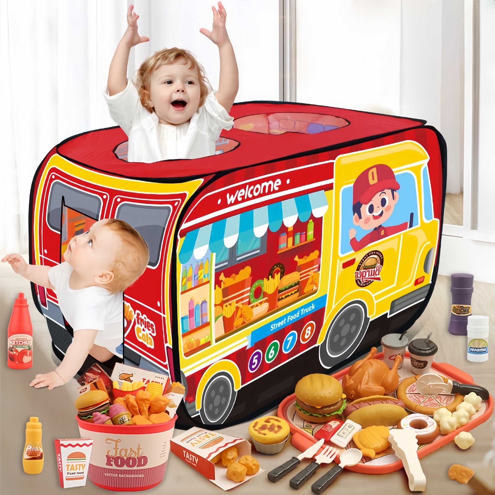 汉堡帐篷过家家厨房仿真汉堡角色扮演帐篷玩具屋野餐房子宝宝玩具