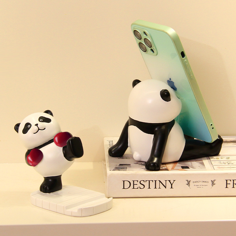 Resin handicrafts, panda phone stand ornaments, desktop office items, decorations, birthday gifts, cultural and creative gifts Specification image