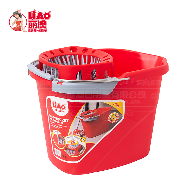 Thickened hand-pressed mop bucket, plastic mop bucket, rotating squeezing water bucket, mopping bucket, mopping cloth, spin-drying bucket Item Picture