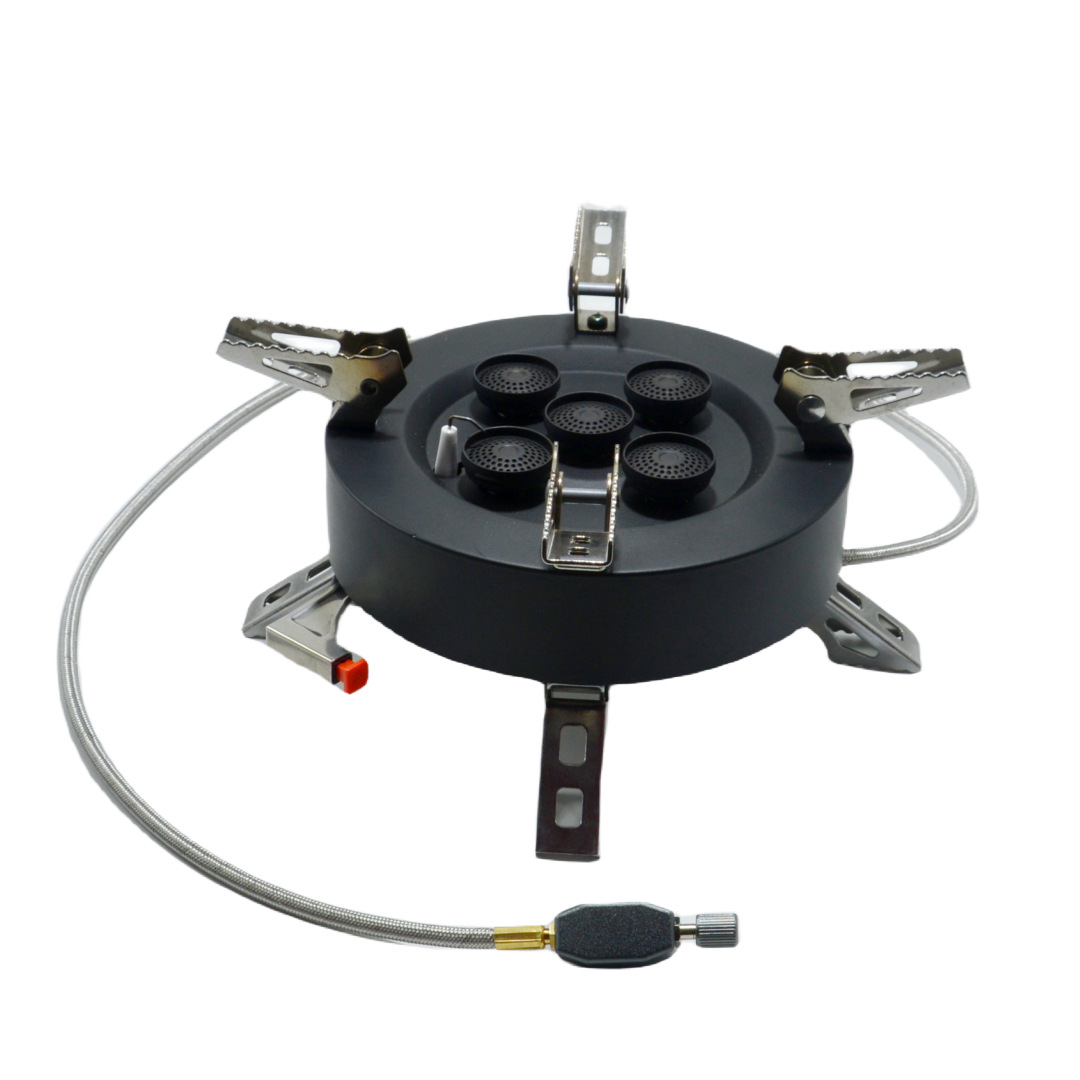 户外便携五头炉野炊登山防风炉头猛火气炉自驾游野营装备车载炉具