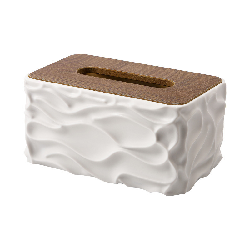 Simple And Creative Desktop, Large-Capacity Tissue Box, Plastic Home Living Room, Wooden Lid Tissue Box, Napkin Storage Box