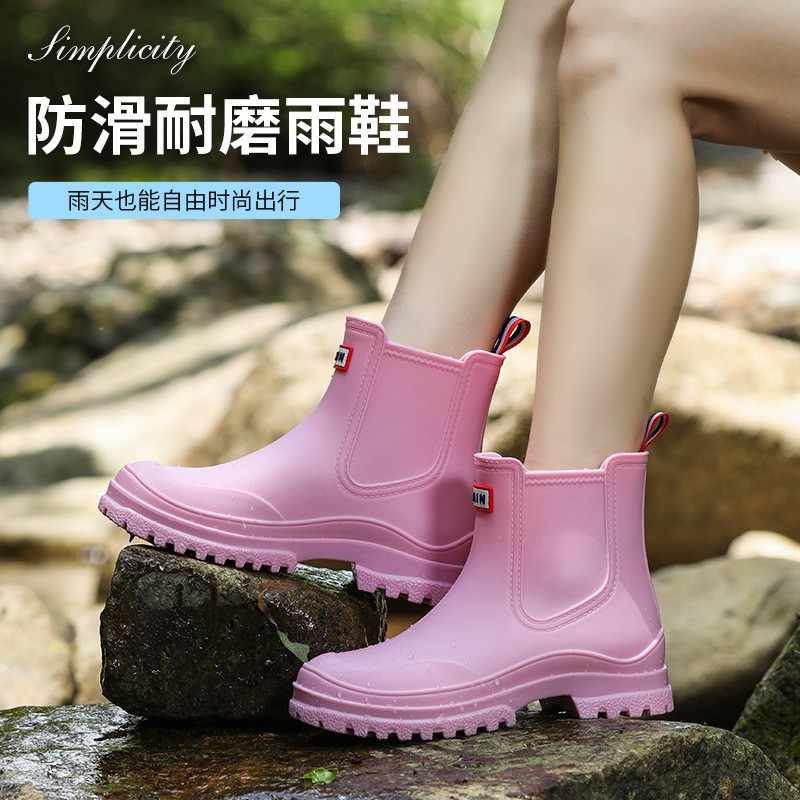雨中秀时尚女款雨鞋防水防滑加厚耐磨硅胶雨鞋女款外穿防滑批发