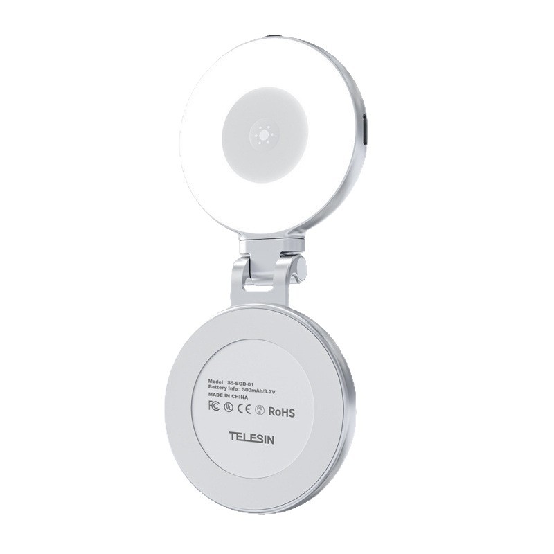 TELESIN Mini mobile phone magnetic beauty fill light, three-color temperature portable selfie mirror, rotating and stretching pocket light Item Picture