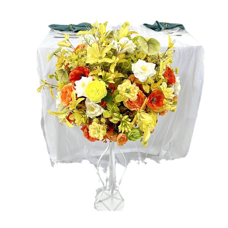 仿真花DIY发饰配件/仿真花/5朵塑膠花/假花/假花批发白底实物图