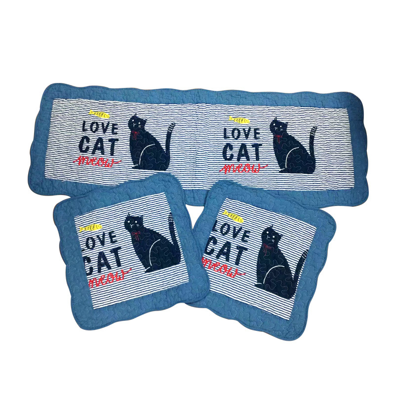 Summer car cushion, simple cartoon anti-slip seat cushion, backless three-piece set, single-piece cotton breathable fabric seat cushion Item Picture