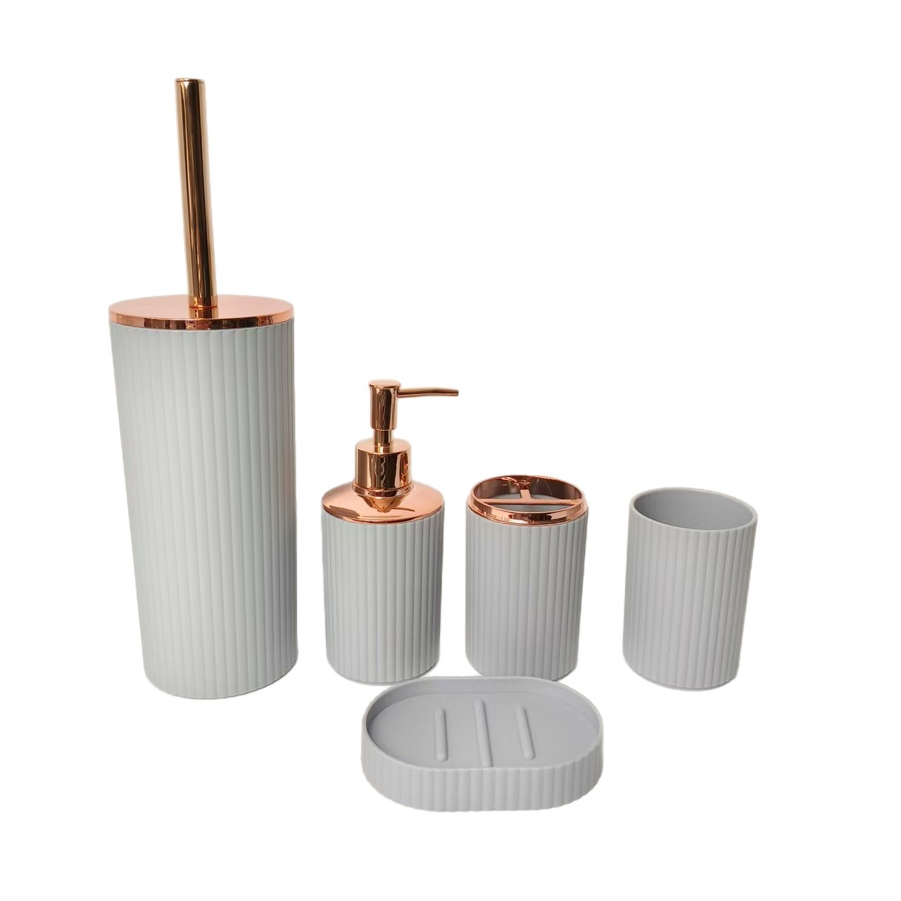 Bathroom hotel 5-piece set of toiletries and cleaning supplies, toilet brush, lotion bottle, cup, hotel kit factory direct sales Item Picture