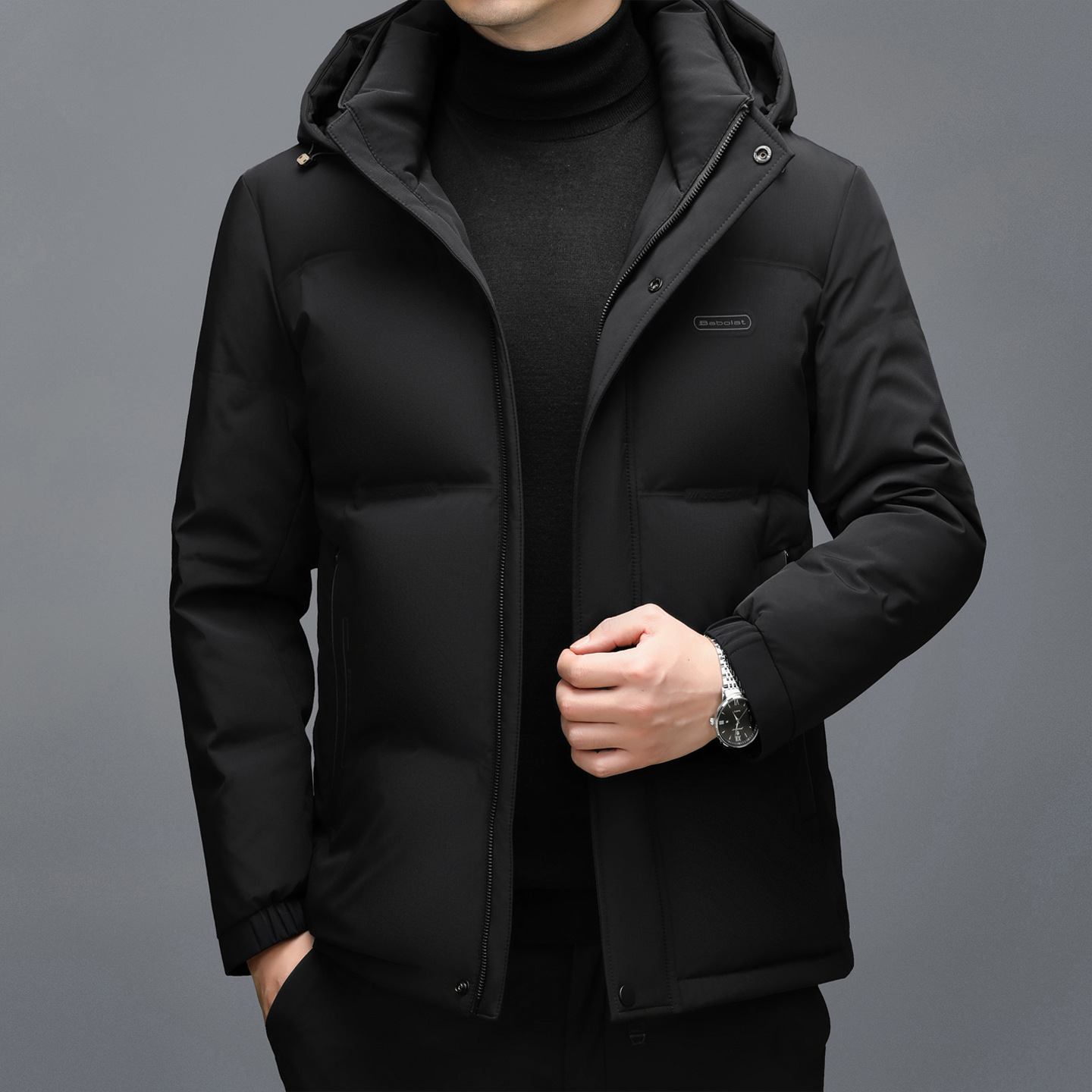 New winter men's thickened down jacket, middle-aged men's casual detachable cap, casual and warm men's jacket details Picture