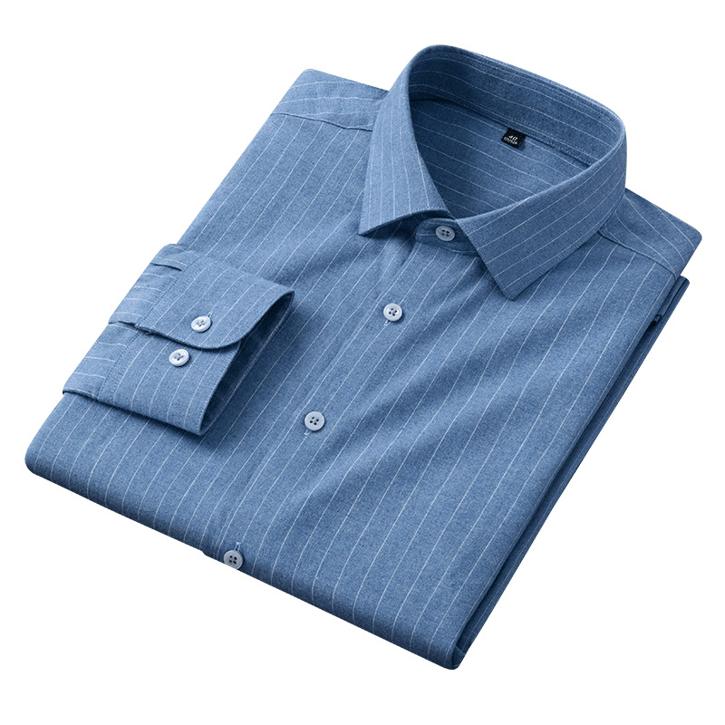 【全棉+透气】轻奢级秋冬新款男士商务休闲翻领衬衫格纹免烫衬衣