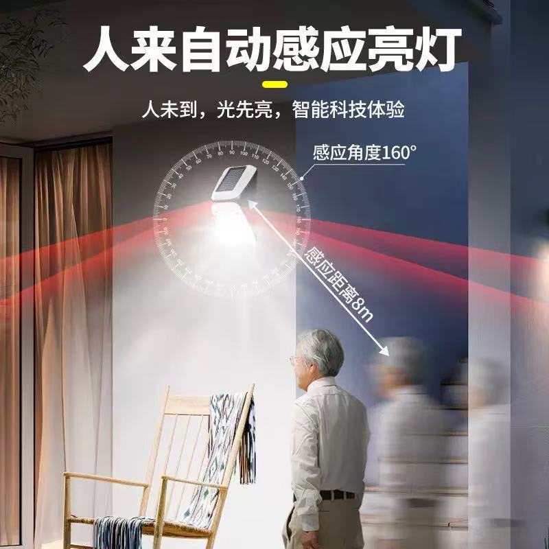LED/COB solar sensor wall lamp, adjustable garden lamp, remote control waterproof, multi-speed light source, outdoor high-brightness details Picture