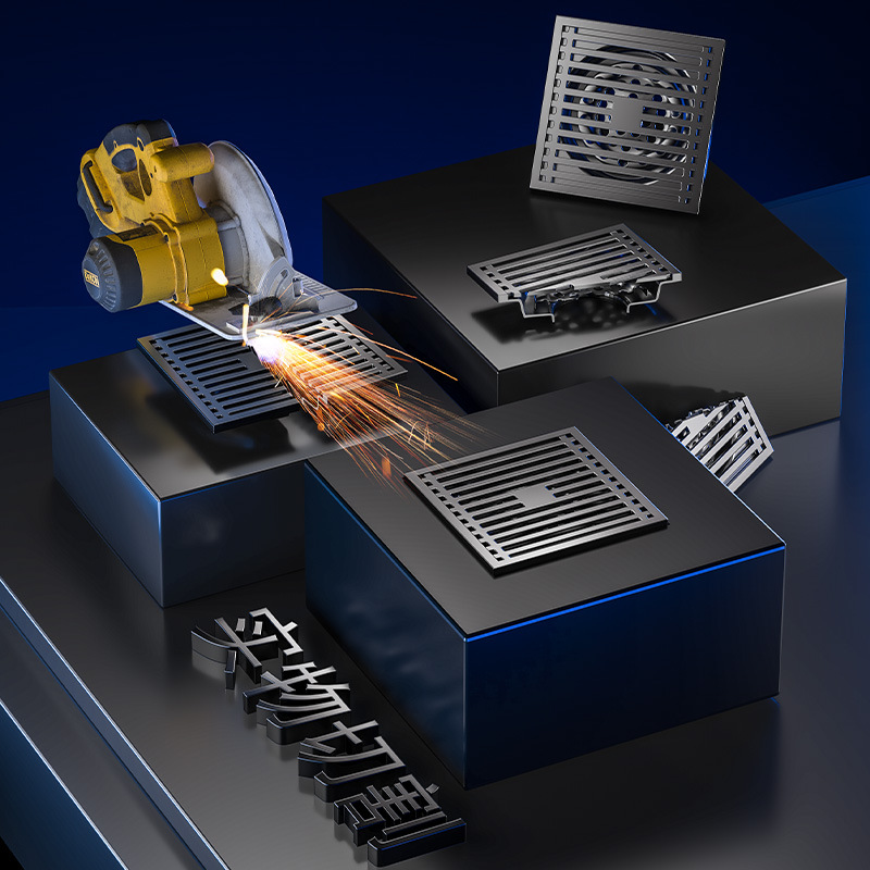 304 stainless steel anti-odor invisible floor drain gun, grey all-copper floor drain core, suitable for both bathroom, shower room and washing machine Specification image