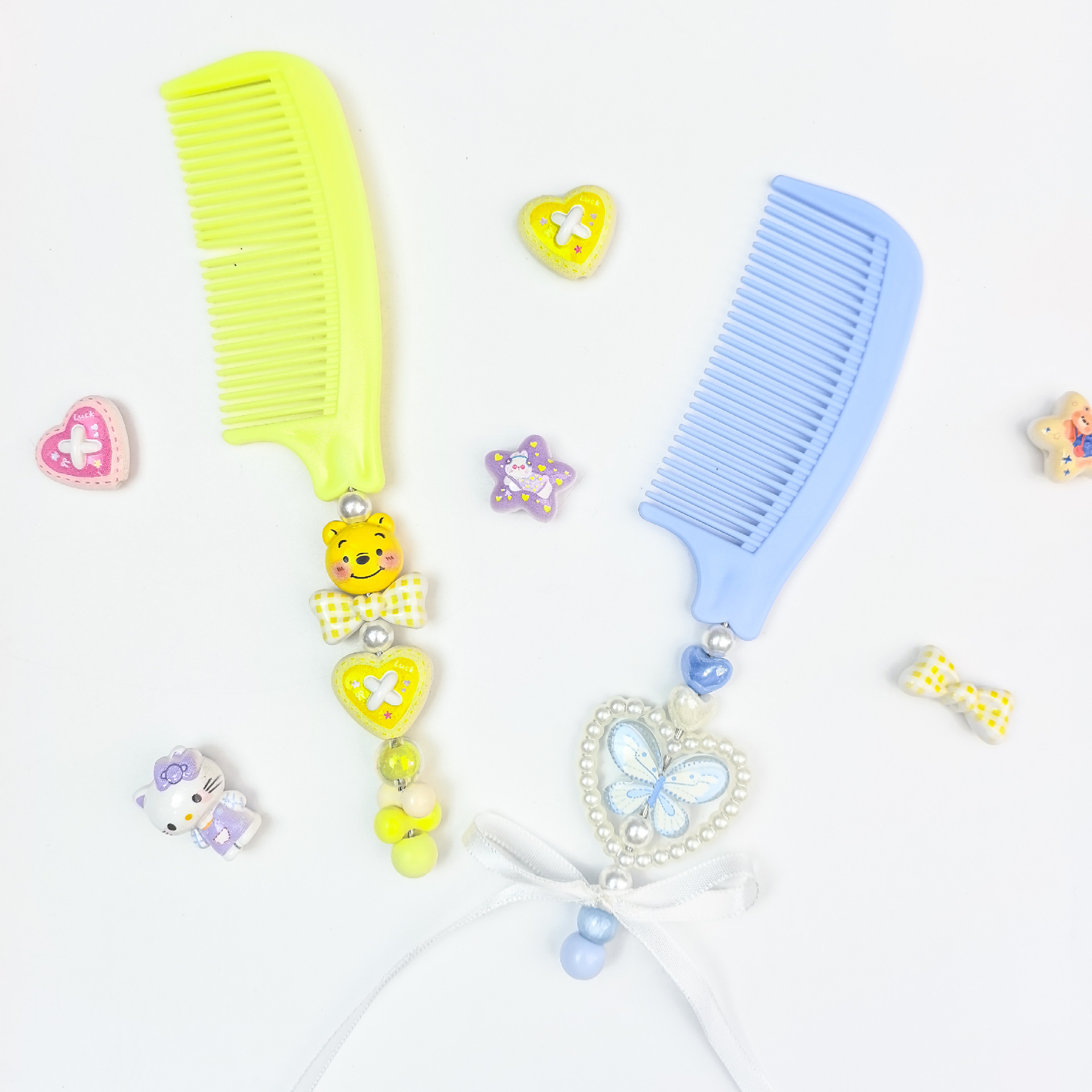 Diy Macaron-Colored Gummy Pen, Mirror, Comb, Beaded Hand-Held Comb Accessories From Dongdaemun, South Korea Item Picture