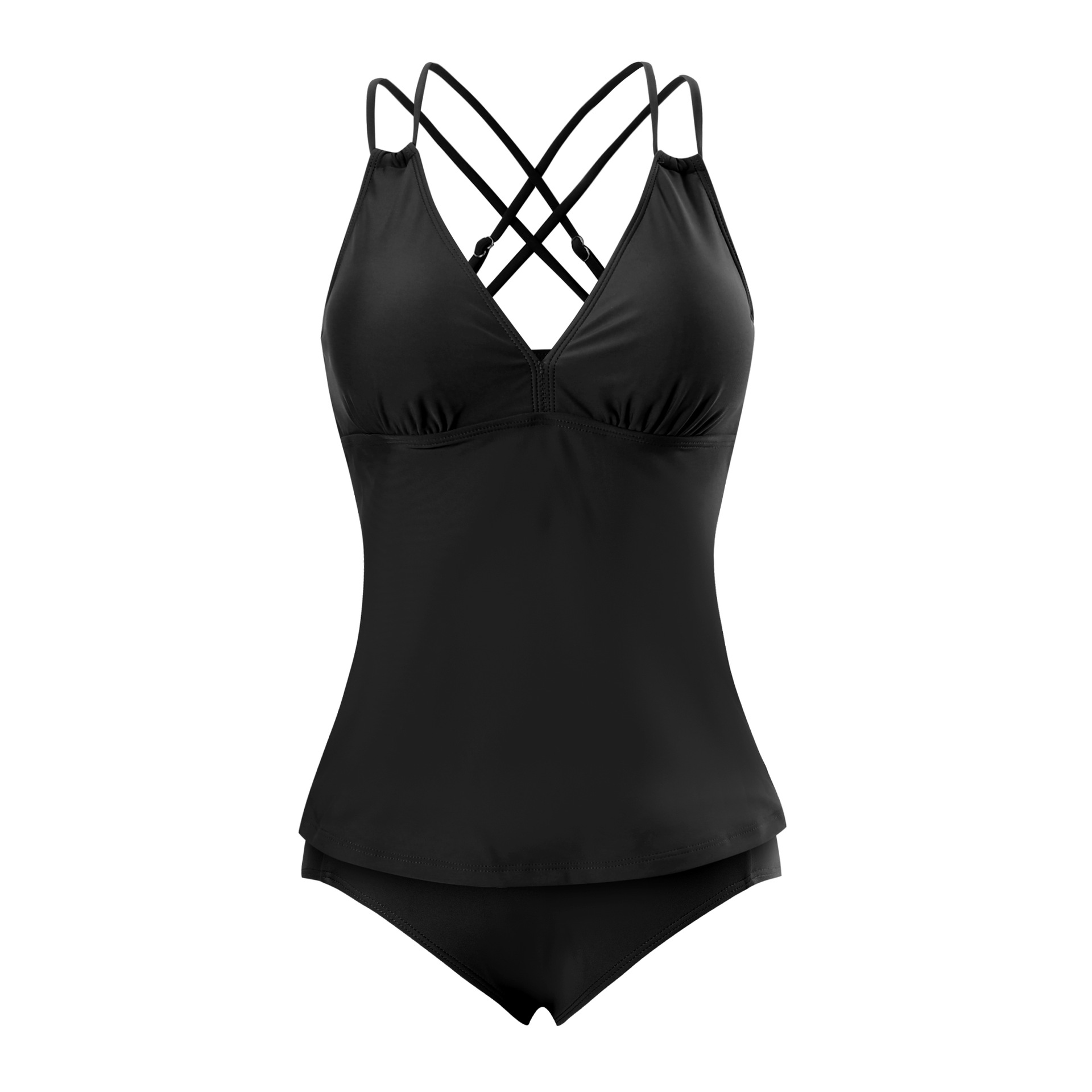 Amazon Cross-border 2026 new style European and American women's bikini swimsuit tight solid color sexy two-piece swimsuit in stock full figure