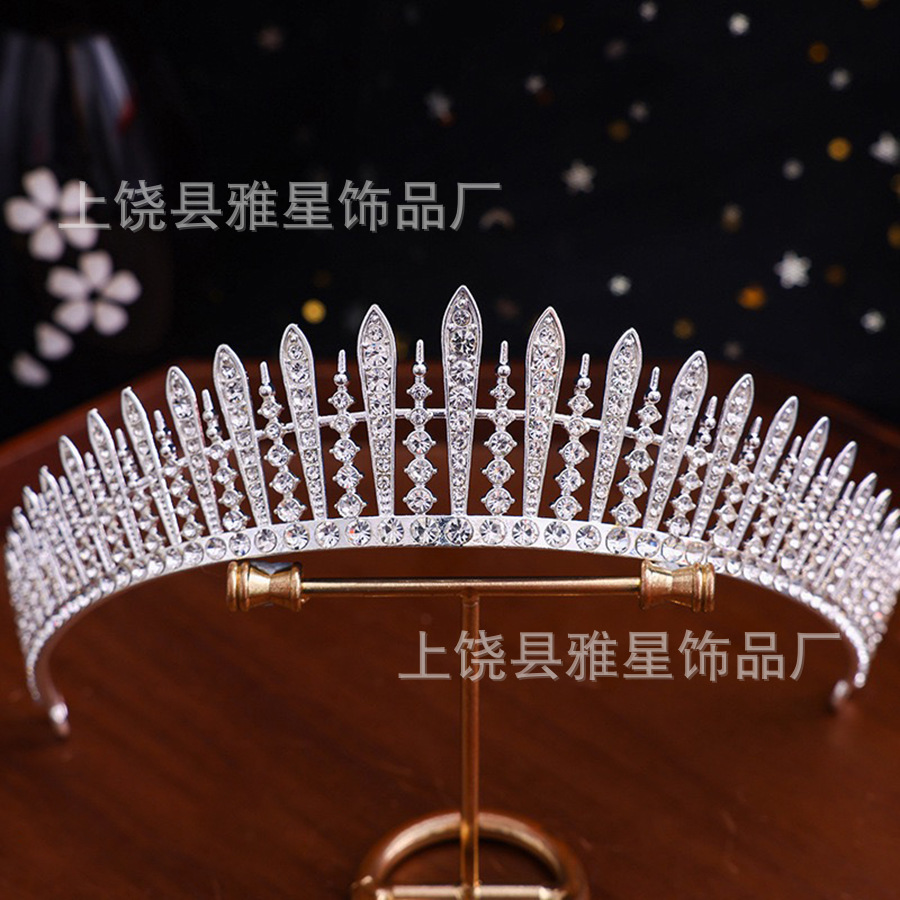 Korean-style water diamond crown for export, rose gold bride wedding dress, wedding hair accessory, children's princess birthday crown details Picture