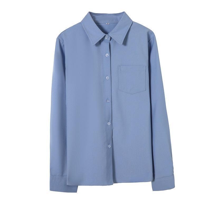 A long-sleeved blue jk shirt for outerwear and innerwear, with a unique design sense of the Spring and Autumn college style, a thin jk uniform for girls Specification image