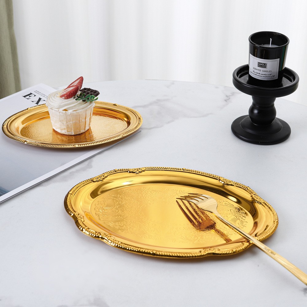 European-style fruit plates, baked afternoon tea, silver-plated cake plates, wedding dessert tables, restaurant and hotel jewelry trays, ornaments Application Scenario