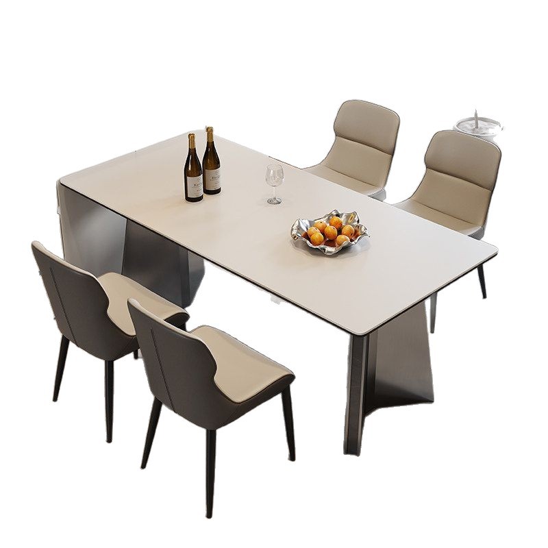 Star Factory Wholesale rock plate dining table and chair sets, modern and simple small-sized household 2026 new style light luxury dining table and chair sets, rectangular Item Picture