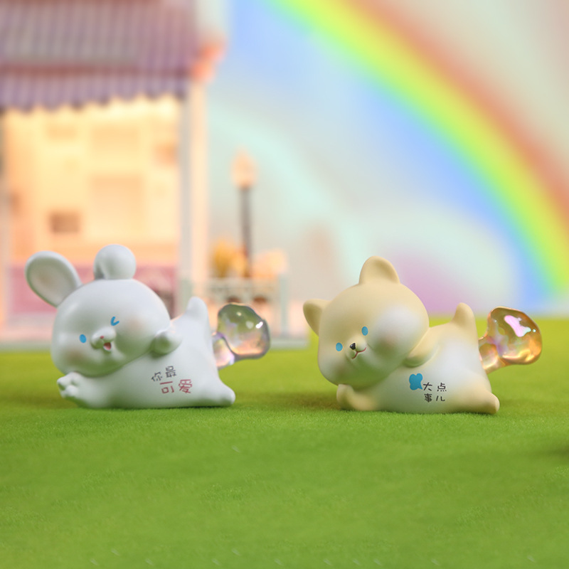 Rainbow PP small lamp decoration, creative cartoon desktop resin, cute and healing birthday gift decoration for your girlfriend details Picture
