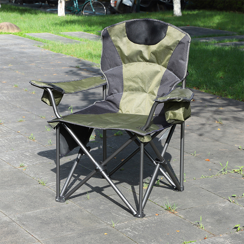 New outdoor camping folding chair, portable heated leisure chair, thickened Oxford fabric beach chair, backrest chair, cross-border Application Scenario