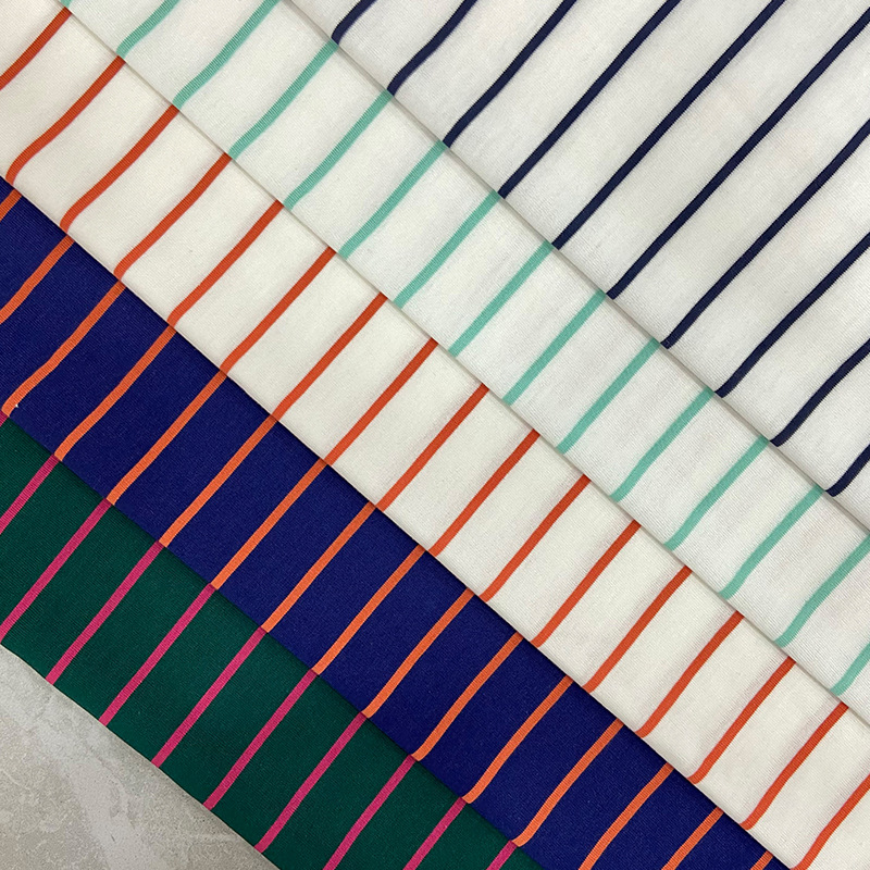40s cotton double yarn 220g all-cotton striped fabric, fashionable pure cotton T-shirt base layer fabric Specification image
