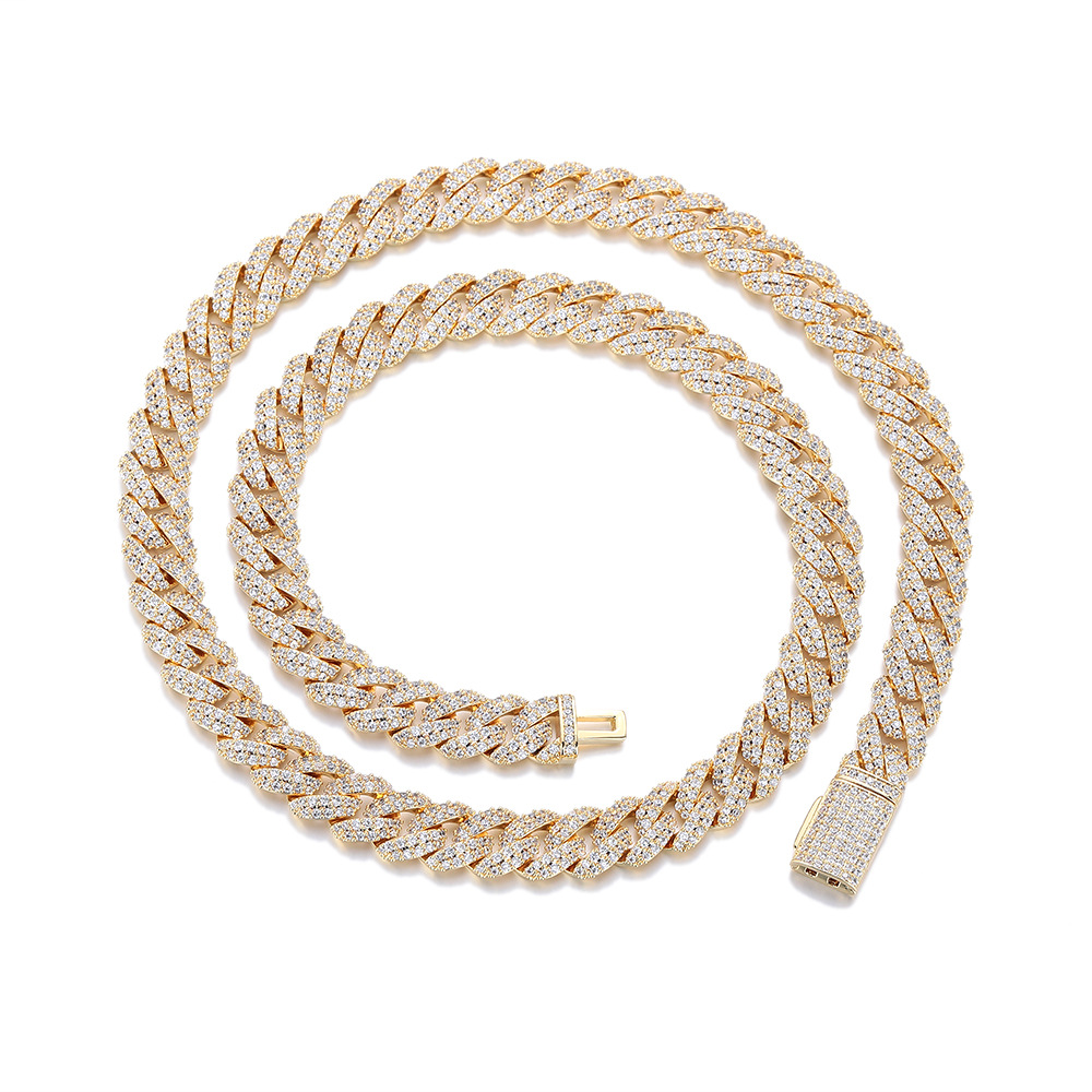 10mm双排锆石泡泡古巴链男士项链个性嘻哈潮酷小众设计感项链饰品白底实物图