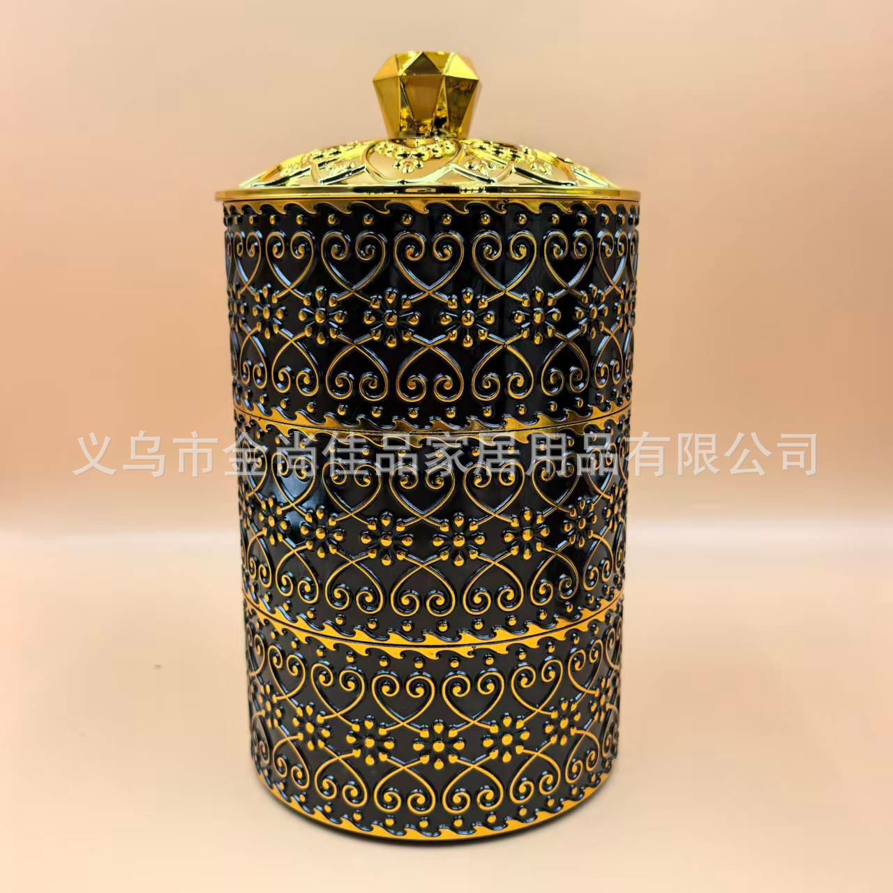 Storage jar Cross-border Amazon best-selling storage box sealed jar three-piece set with gilded sugar in Southeast Asia and the Middle East Application Scenario