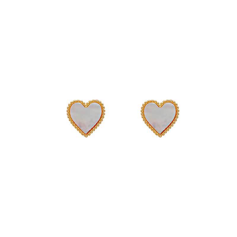 Hyacinth Lace heart-shaped stud earrings, natural white mother-of-pearl earrings, 2026 live-streaming bestsellers, light luxury, high-end and elegant earrings Item Picture