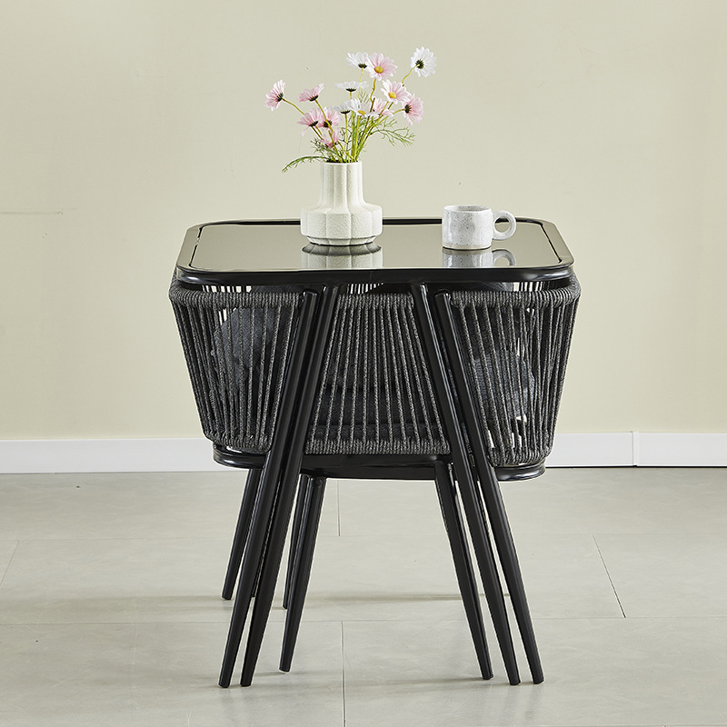 Outdoor courtyard balcony small table and chair, popular leisure tea drinking rattan chair three-piece set, small-sized apartment one table and two chairs, tea table and chair combination Specification image