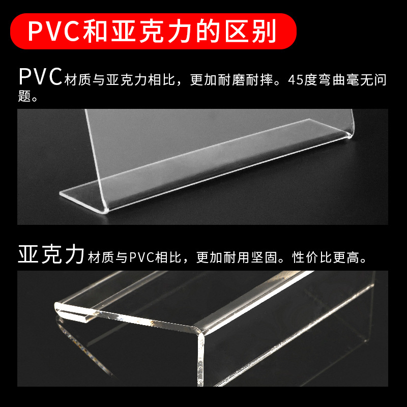 Price tag display board, L-shaped transparent desktop, acrylic table card, price tag, product price display board, customized store product description, display card, tea shop dish price tag, standing counter, sales floor, product identification bracket details Picture