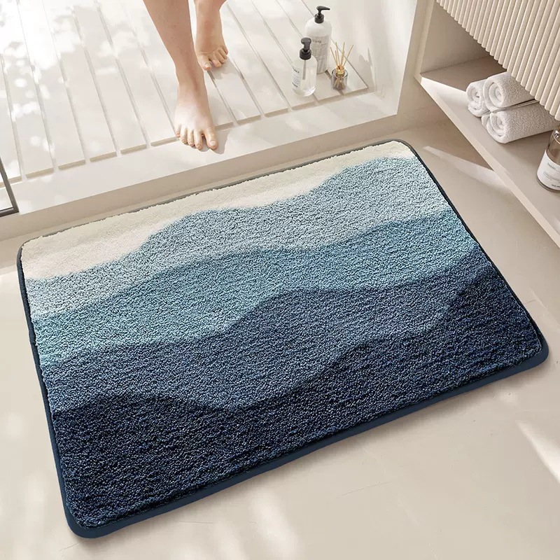 Marine faux cashmere floor mat, bathroom thickened water-absorbing foot mat, dirt-resistant, anti-slip and easy to maintain, toilet and bathroom floor mat Application Scenario