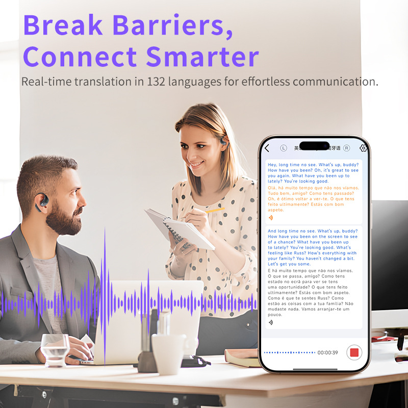 New cross-border ai translation noise-cancelling wireless TWS smart touch color screen Bluetooth headphones in-ear style details Picture