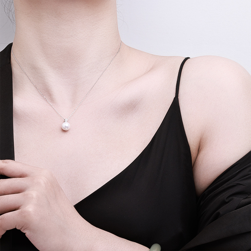 The S925 all-silver pearl necklace is a versatile and high-end gift for women. It is simple, versatile, small, clear and elegant Specification image