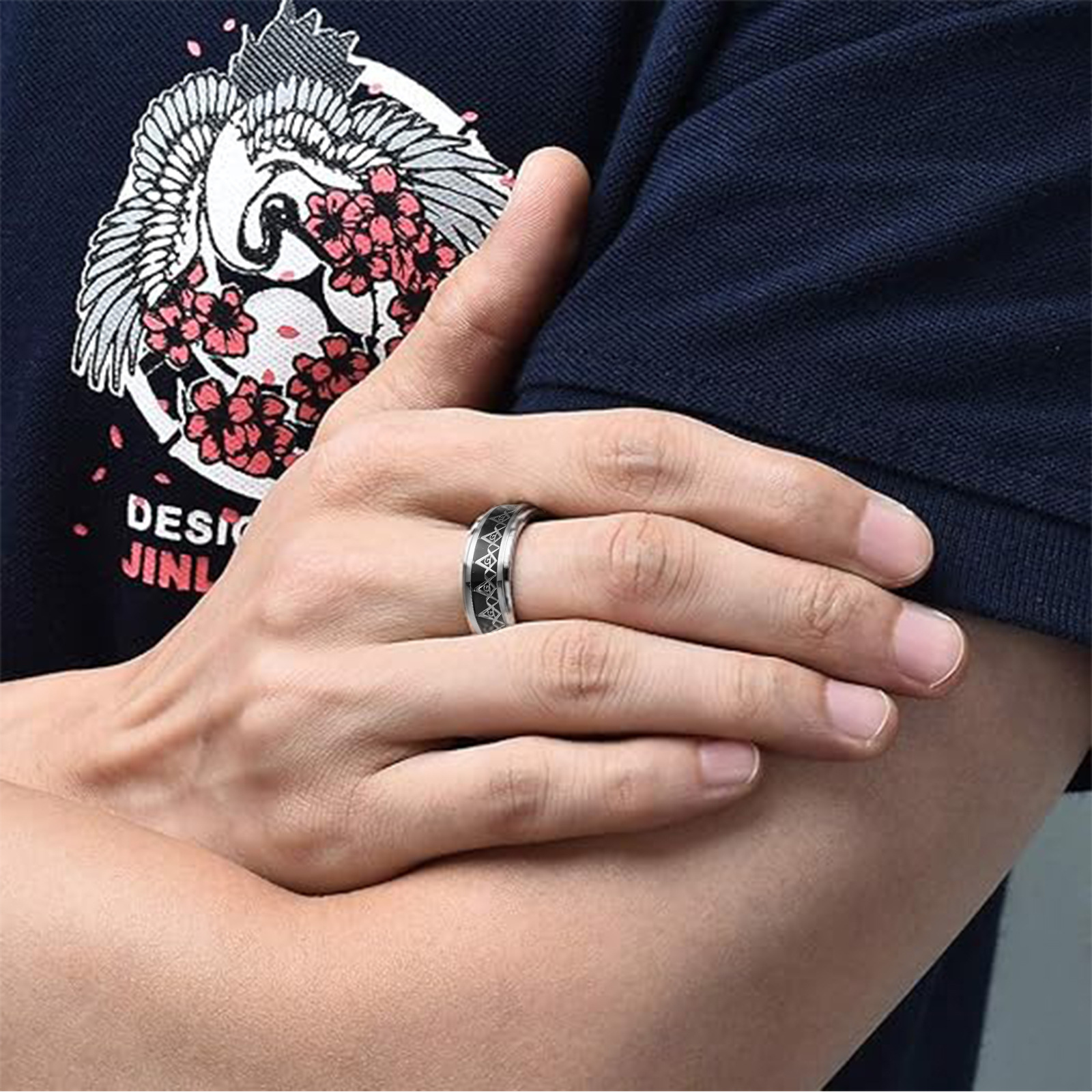 Yiwu small accessories wholesale rings, Masonic rings, stainless steel rings, cross-border best-selling jewelry in Europe and America Application Scenario