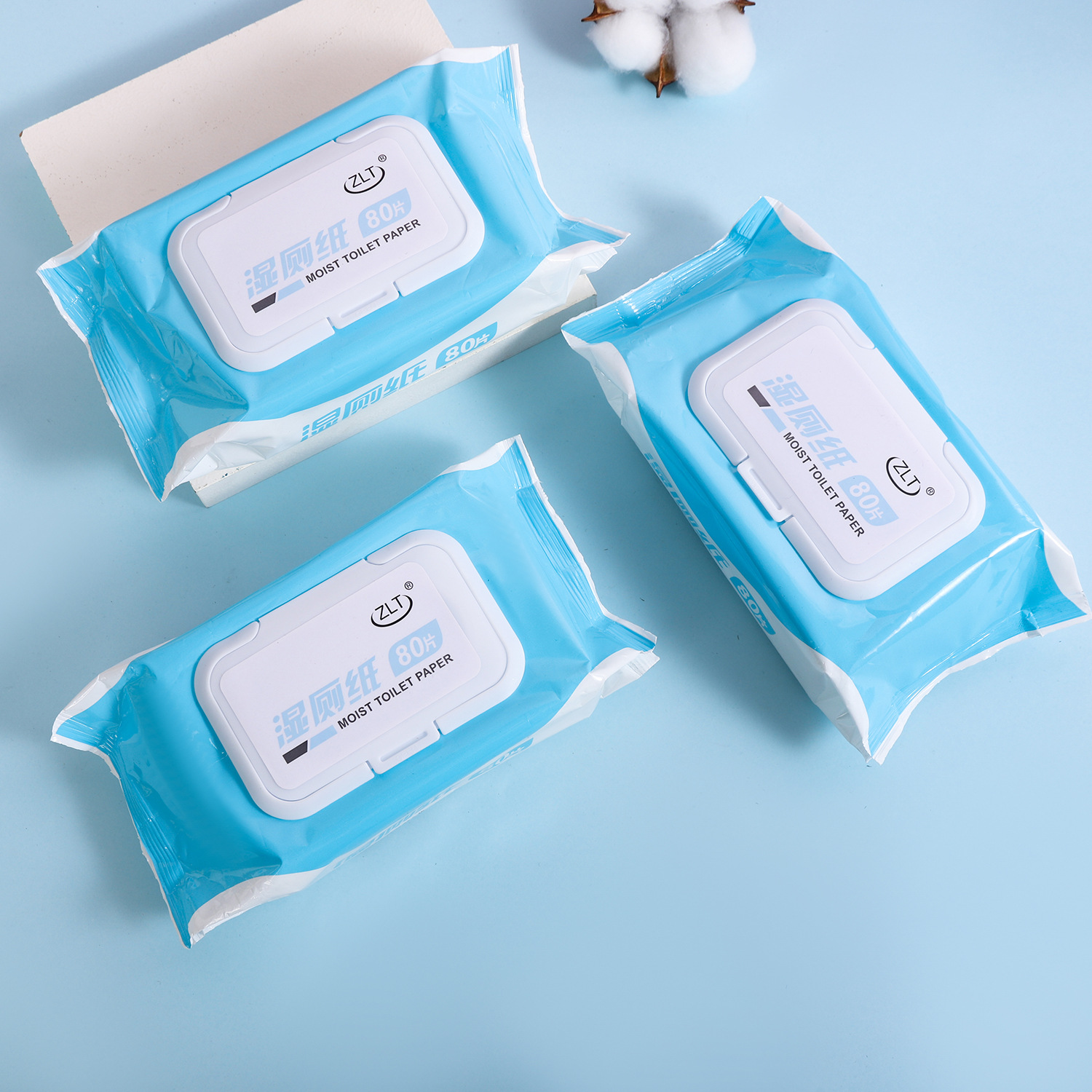 家庭装湿厕纸80抽洁厕湿巾厕纸擦PP女性湿纸巾卷纸工厂批发