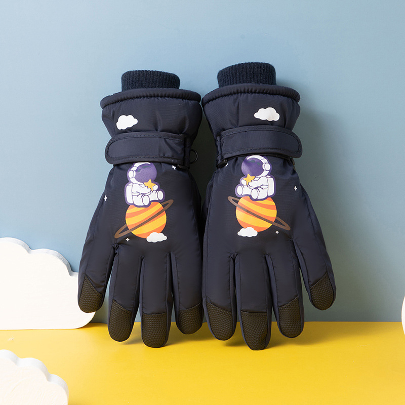 【BERTON OUTDOOOR】 Autumn and winter outdoor children's ski gloves with fleece and thickened warmth and anti-slip features, cartoon waterproof and cold-proof gloves for boys and girls details Picture