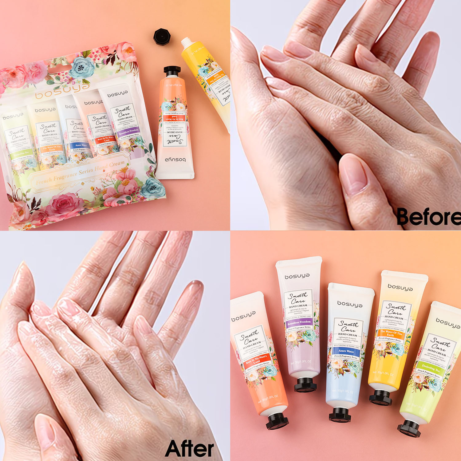 【OEM Factory Processing and Customization 】 5-tube hand cream, hydrating and moisturizing for a long time, leaving a lasting fragrance, small, refreshing and non-sticky Specification image
