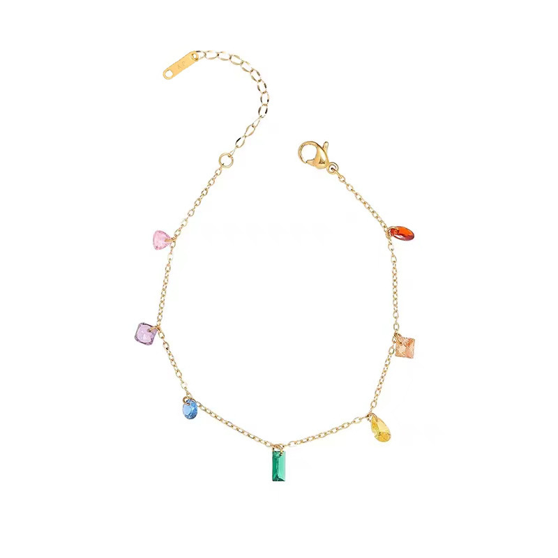 Meichen Summer minimalist colored zircon small titanium steel necklace, women's fashionable and light luxury design sense collarbone chain trendy accessory Item Picture