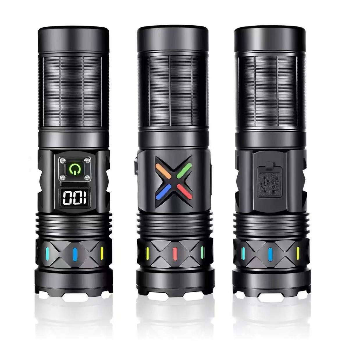 强光远射变焦爆亮手电筒多功能户外应急充电长续航照明手电筒细节图