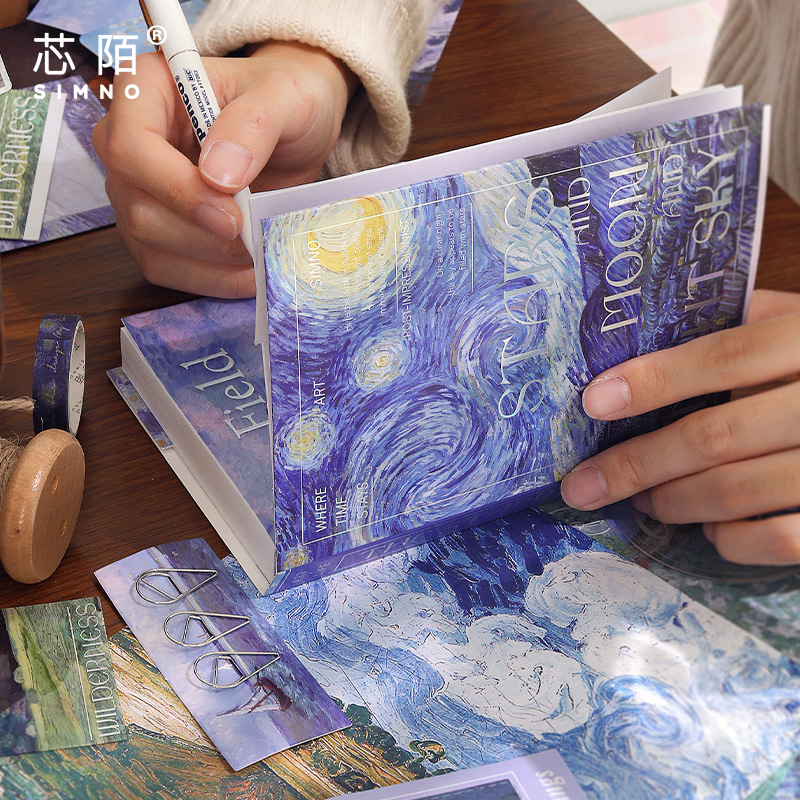 Xinmo Warm Mail Best-selling Cross-border Gift Box Van Gogh Oil Painting Warm Mail Series Rich in color, interest cultivation Belt for Primary School students Specification image