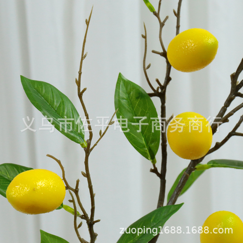 Artificial yellow lemon fruit branches, artificial lemon photo props and ornaments, artificial fruits, home decoration, artificial tree accessories details Picture