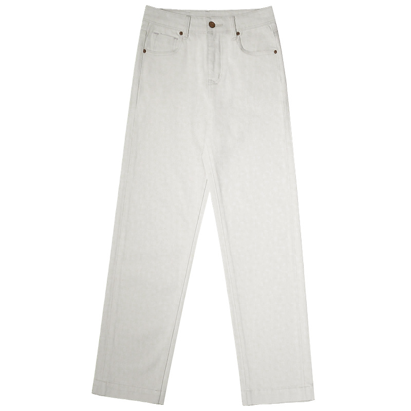 Factory direct sales of new versatile and simple beige cigarette pants, women's four-sided elastic straight jeans, and women's 9-inch pants Item Picture
